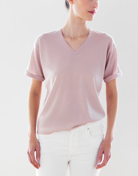Luxo Knit T V-Neck - Blush