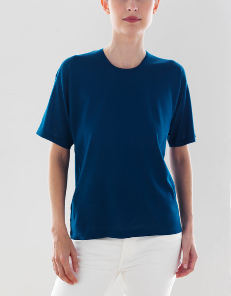 Luxo Knit T Round Neck - Deep Water Blue