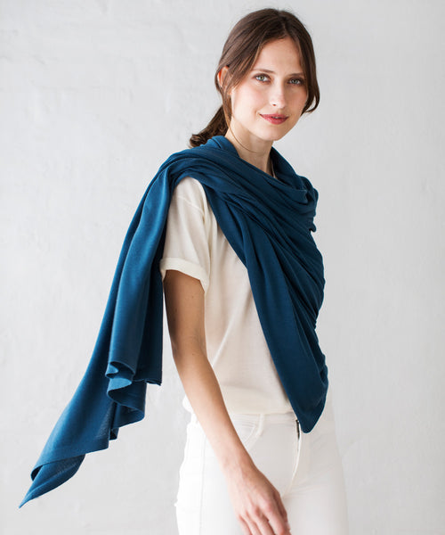 Australian Superfine Merino Wrap - Deep Water Blue