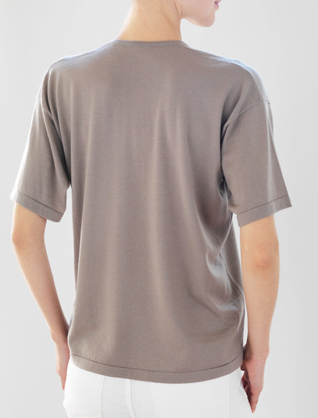 Luxo Knit T V-Neck - Fawn