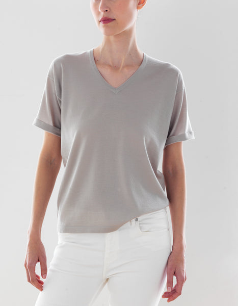 Luxo Knit T V-Neck - Flax