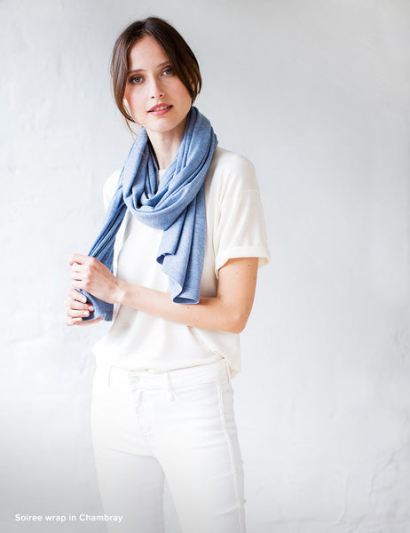 Australian Superfine Merino Wrap Travel Size - Chambray