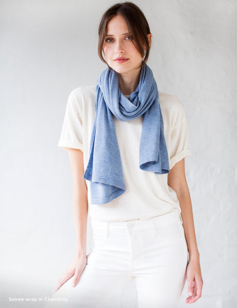 Australian Superfine Merino Wrap Soiree Size - Chambray