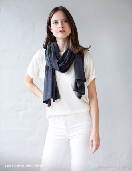 Australian Superfine Merino Wrap Soiree Size - Dark Charcoal