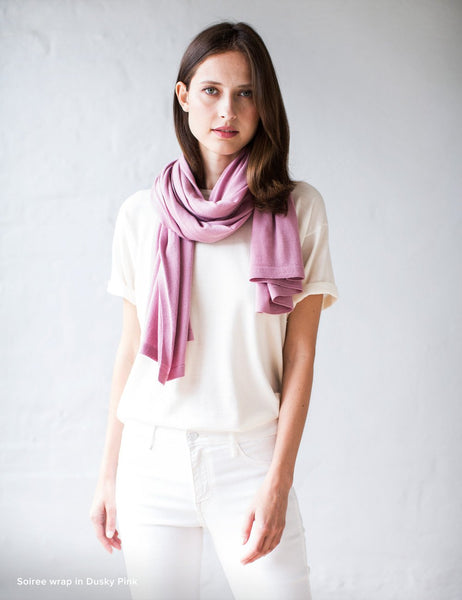 Australian Superfine Merino Wrap Soiree Size - Dusty Pink