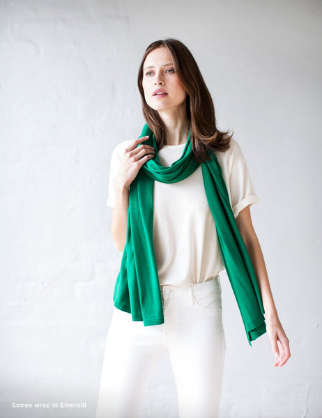 Australian Superfine Merino Wrap Soiree Size - Emerald