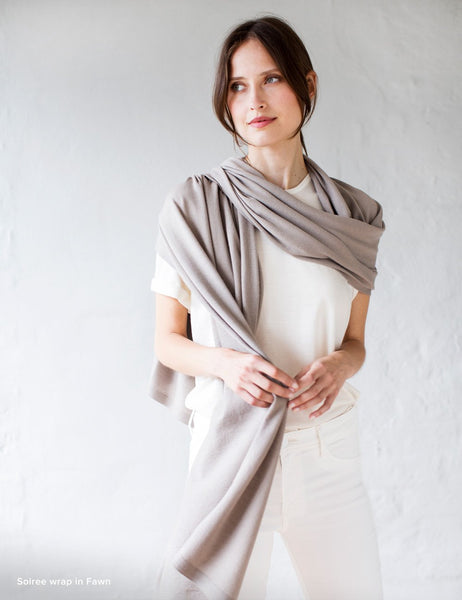 Australian Superfine Merino Wrap Soiree Size - Fawn