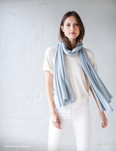 Australian Superfine Merino Wrap Soiree Size - Glacier