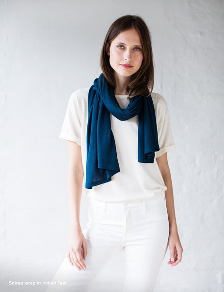 Australian Superfine Merino Wrap Soiree Size - Indian Teal