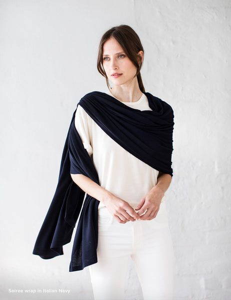 Australian Superfine Merino Wrap Soiree Size - Italian Navy