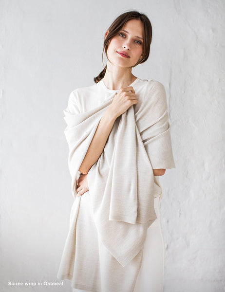 Australian Superfine Merino Wrap Soiree Size - Oatmeal