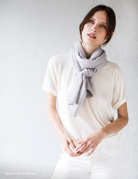 Australian Superfine Merino Wrap Soiree Size - Oyster