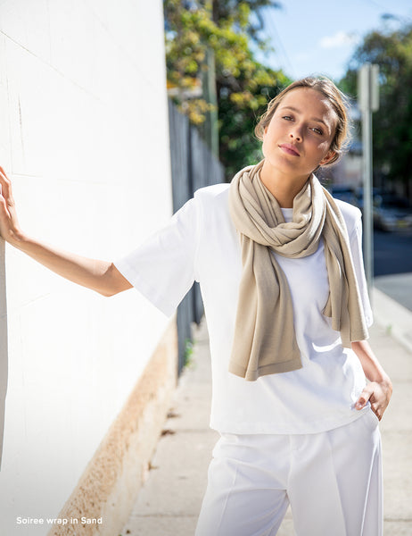 Australian Superfine Merino Wrap - Sand