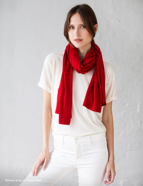 Australian Superfine Merino Wrap Soiree Size - Sepia Red