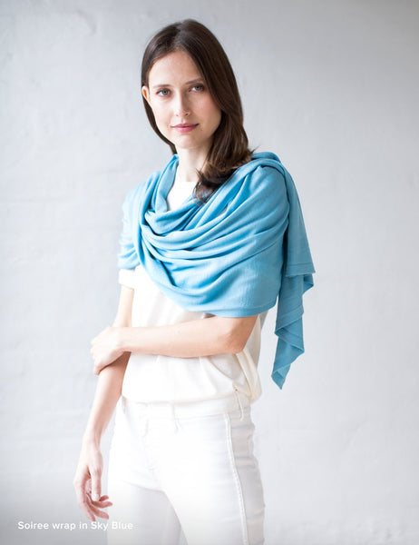 Australian Superfine Merino Wrap Soiree Size - Sky Blue