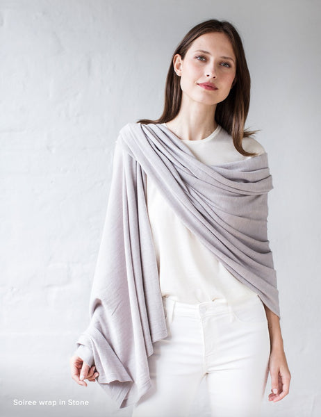 Australian Superfine Merino Wrap Soiree Size - Stone