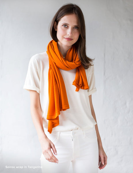 Australian Superfine Merino Wrap Soiree Size - Tangerine