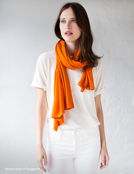 Australian Superfine Merino Wrap Soiree Size - Tangerine