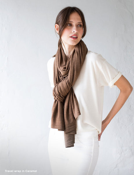 Australian Superfine Merino Wrap - Caramel
