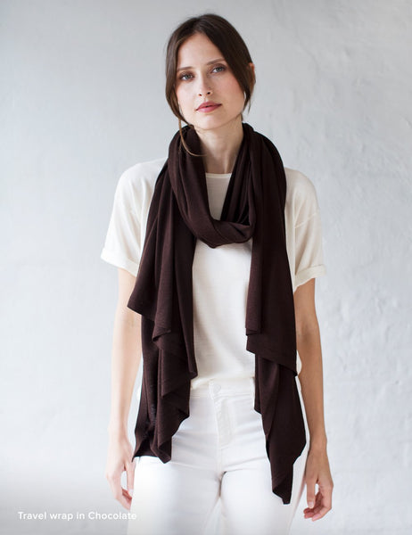 Australian Superfine Merino Wrap Travel Size - Chocolate