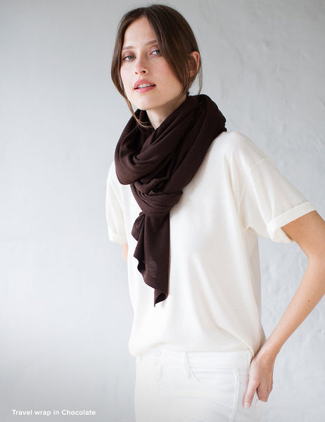 Australian Superfine Merino Wrap Soiree Size - Chocolate
