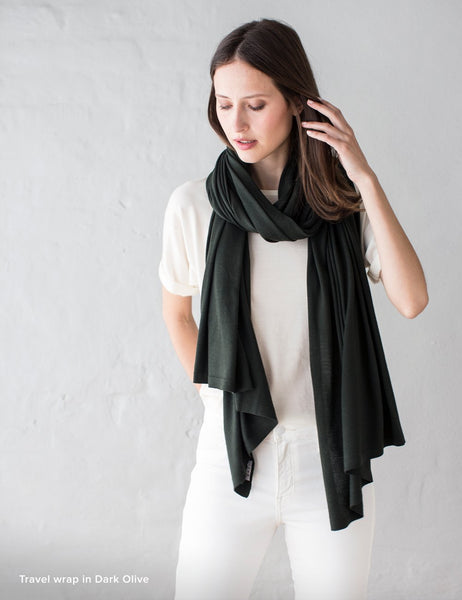 Australian Superfine Merino Wrap Travel Size - Dark Olive