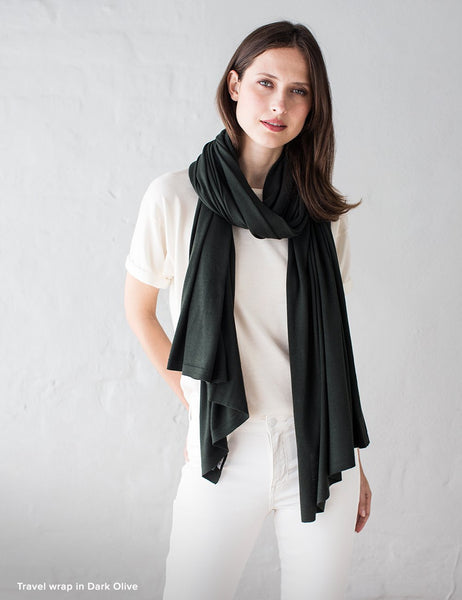 Australian Superfine Merino Wrap Soiree Size - Dark Olive