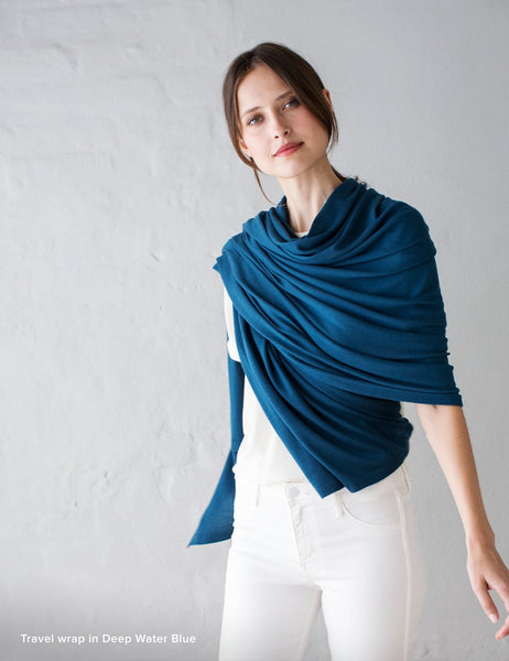 Australian Superfine Merino Wrap Travel Size - Deep Water Blue