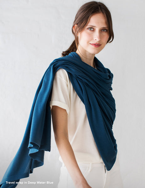 Australian Superfine Merino Wrap Travel Size - Deep Water Blue