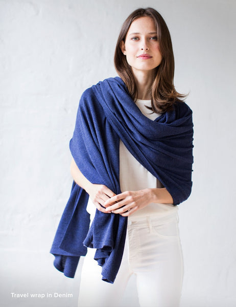 Australian Superfine Merino Wrap Travel Size - Denim