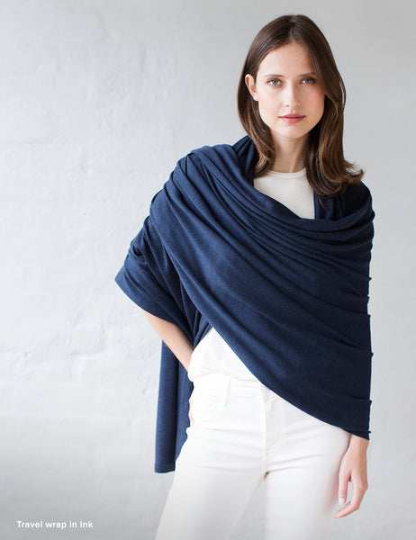 Australian Superfine Merino Wrap Soiree Size - Ink