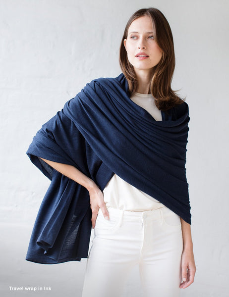 Australian Superfine Merino Wrap Soiree Size - Ink
