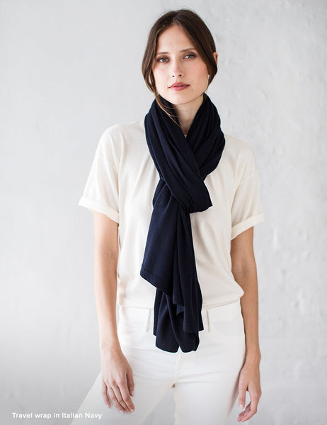 Australian Superfine Merino Wrap Travel Size - Italian Navy