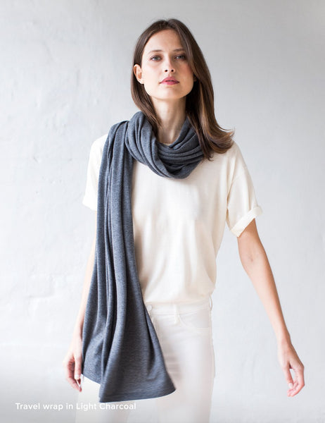 Australian Superfine Merino Wrap Travel Size - Light Charcoal