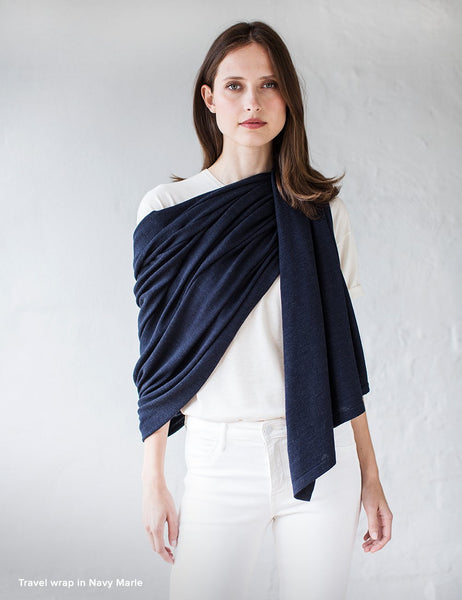 Australian Superfine Merino Wrap Soiree Size - Navy Marle
