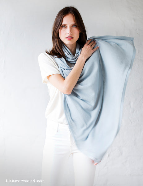 Australian Superfine Silk Merino Wrap - Glacier