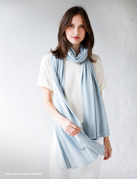 Australian Superfine Silk Merino Wrap - Glacier