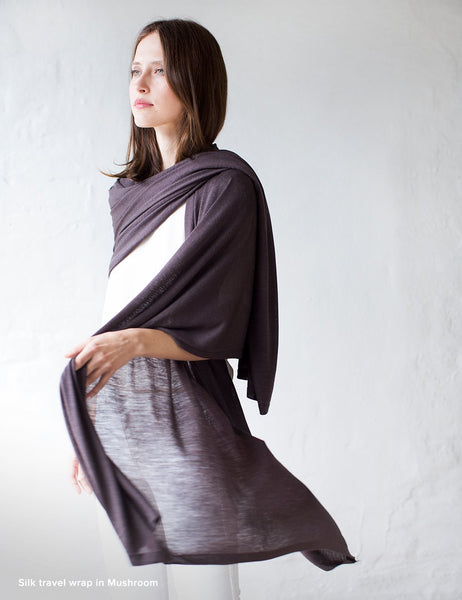 Australian Superfine Merino Wrap Travel Size - Silk Mushroom