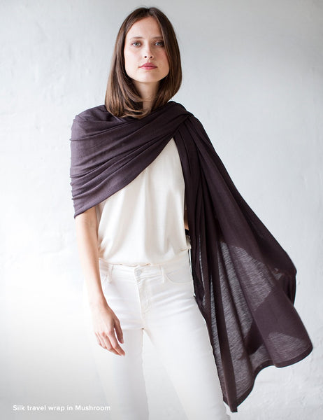 Australian Superfine Merino Wrap Travel Size - Silk Mushroom