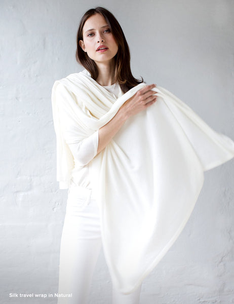 Australian Superfine Merino Wrap Travel Size - Silk Natural