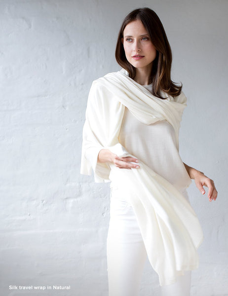 Australian Superfine Merino Wrap Travel Size - Silk Natural
