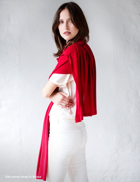 Australian Superfine Merino Wrap Travel Size - Silk Rosso