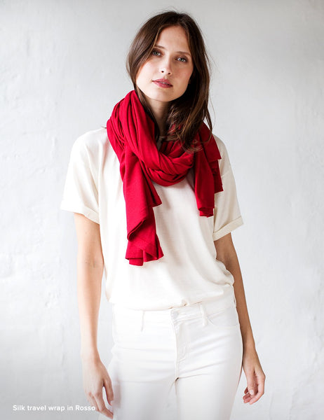 Australian Superfine Merino Wrap Travel Size - Silk Rosso