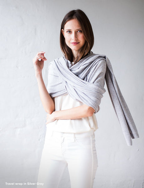 Australian Superfine Merino Wrap Travel Size - Silver Grey