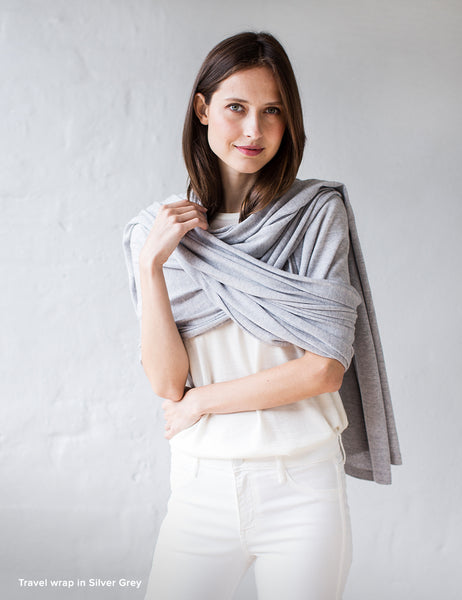 Australian Superfine Merino Wrap Travel Size - Silver Grey