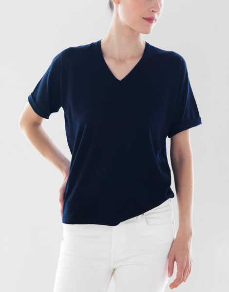 Luxo Knit T V-Neck - Italian Navy