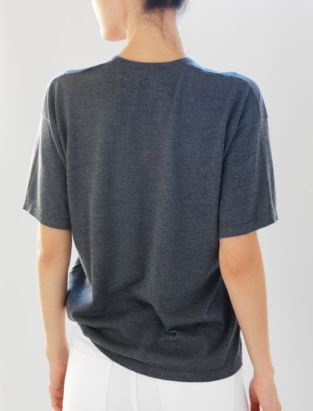 Luxo Knit T V-Neck - Light Charcoal