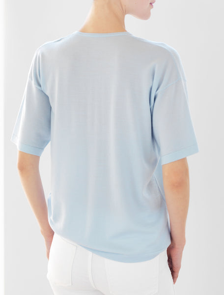 Luxo Knit T Round Neck - Pale Blue