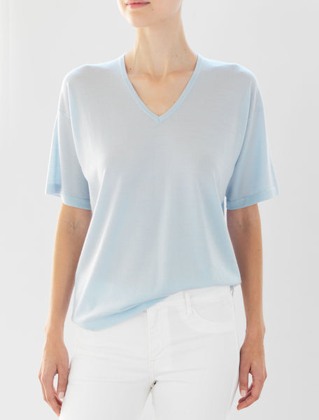 Luxo Knit T V-Neck - Pale Blue