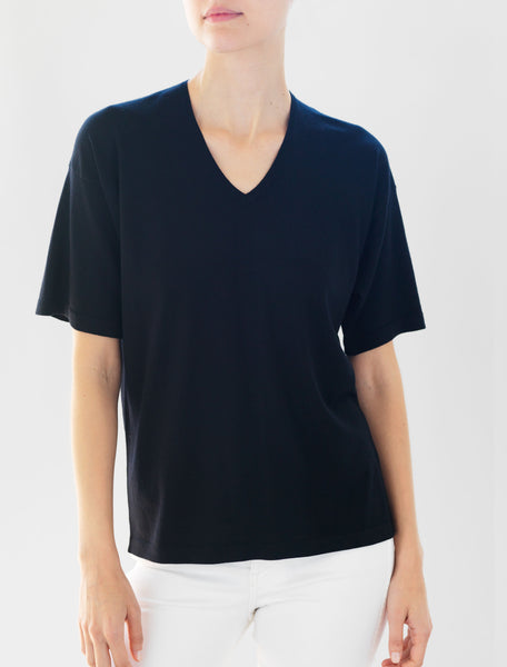 Luxo Knit T V-Neck - Black